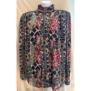 Vintage Jordan High Neck Shoulder Accents Button up Blouse Size 11/12 EUC
